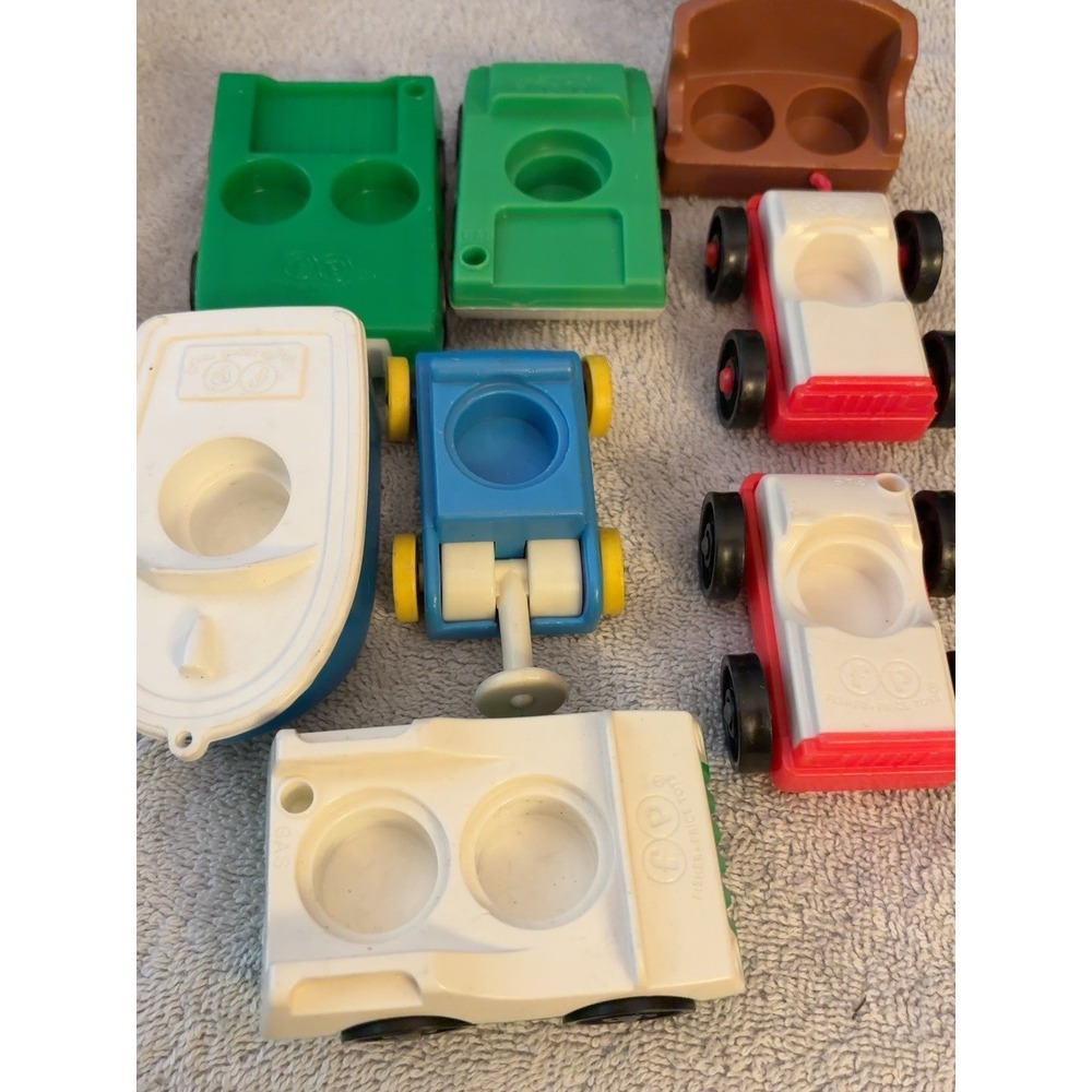 Vintage Fisher Price Little People Vehicle Lot Boat Cars Furniture 8 Pc